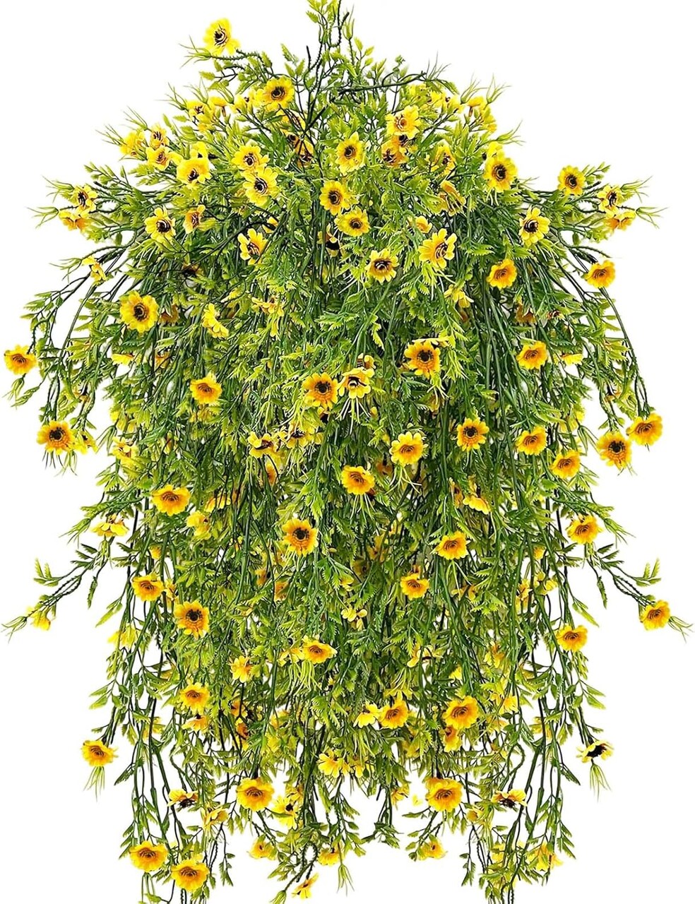 4Pack Bright Yellow Outdoor Daisy,45 Heads Hanging Faux Flowers